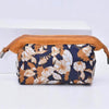 Jolie Trousse De Toilette Femme Fleurie- Marron / 19cm