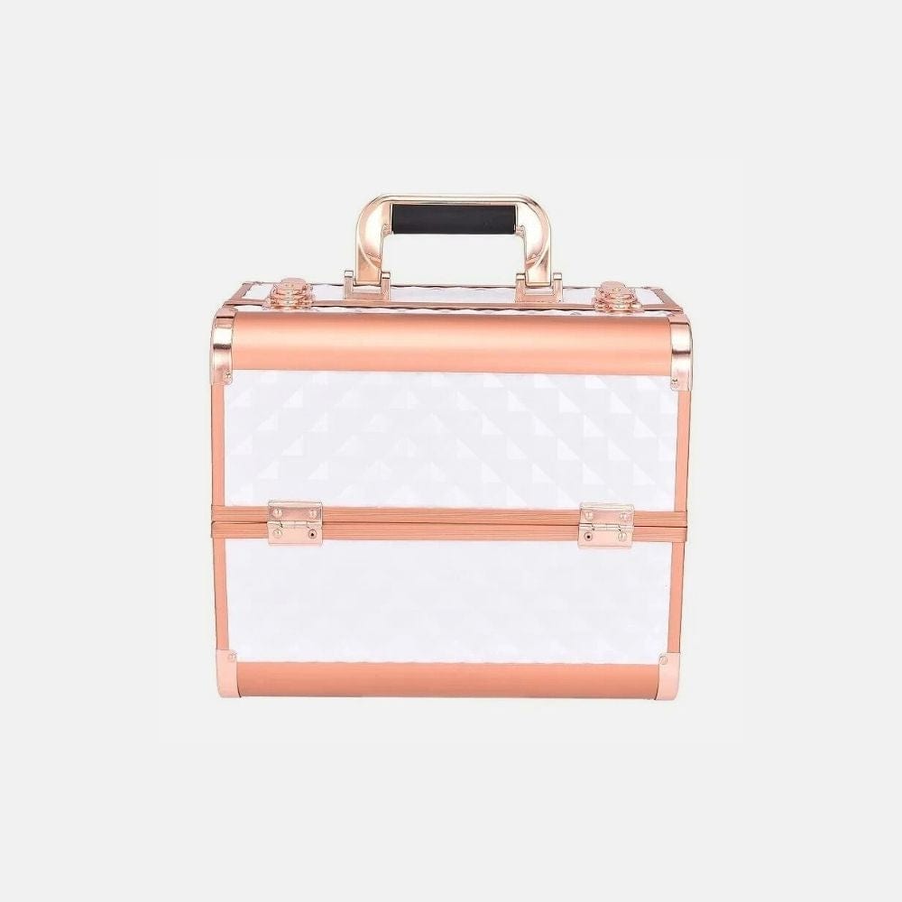 Vanity Malette Maquillage Rose Motif Noir B