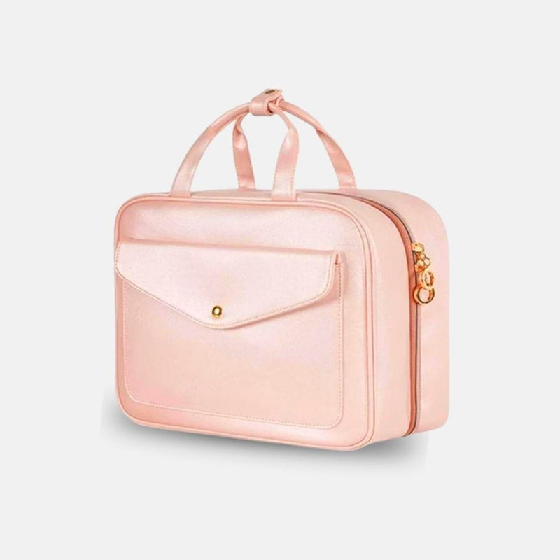 Trousse De Toilette Grande Capacité Double Couche - Portable étanche Rose, Pour Maquillage Et Voyages