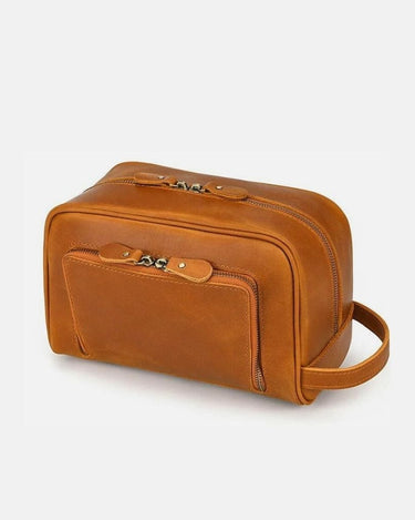 Trousse de Toilette Homme Cuir Maroquinerie Homme Trousse De Toilette Marron Clair / 26 cm