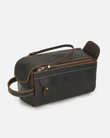 Trousse de Toilette Homme Cuir Trousse De Toilette Cuir Homme Luxe Marron-Foncé / 26 cm