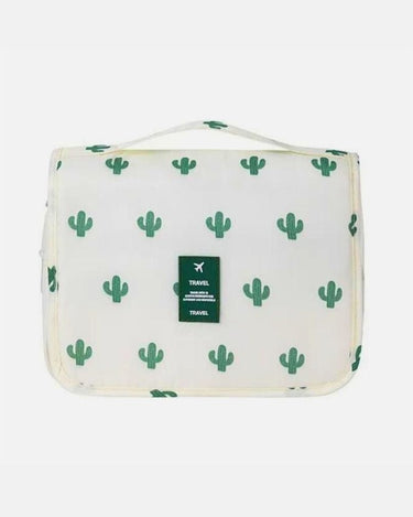 Trousse de Toilette Femme Trousse De Toilette De Voyage Femme A Suspendre Blanc Avec Motif Cactus / 23cm