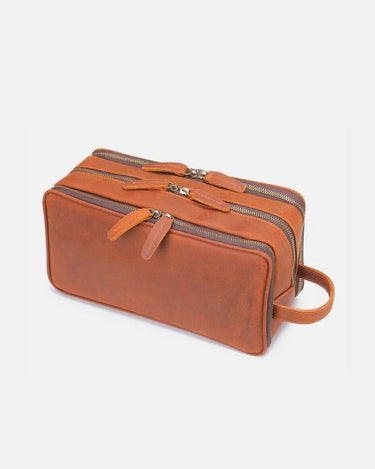 Trousse de Toilette Homme Cuir Trousse De Toilette Double Poche Homme Cuir Couleur Cognac Cognac / 29cm