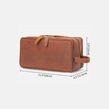 Trousse de Toilette Homme Cuir Trousse De Toilette Double Poche Homme Cuir Couleur Cognac Cognac / 29cm