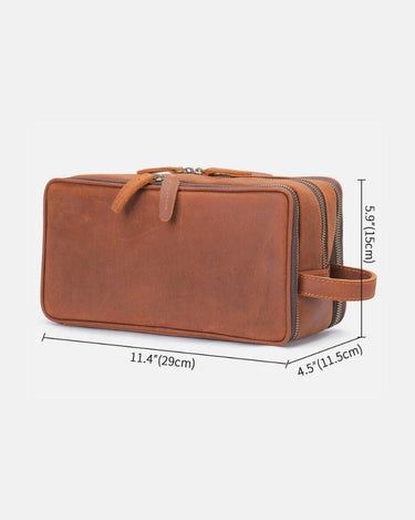 Trousse de Toilette Homme Cuir Trousse De Toilette Double Poche Homme Cuir Couleur Cognac Cognac / 29cm