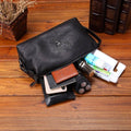 Trousse de Toilette Homme Cuir Trousse De Toilette En Cuir Rigide Pour Homme Noir / 26cm