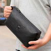 Trousse de Toilette Homme Cuir Trousse De Toilette En Cuir Rigide Pour Homme Noir / 26cm