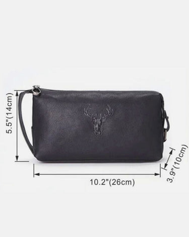 Trousse de Toilette Homme Cuir Trousse De Toilette En Cuir Rigide Pour Homme Noir / 26cm