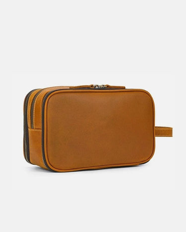 Trousse de Toilette Homme Cuir Trousse De Toilette Homme Aspect Cuir 2 Fermeture Marron clair / 26 cm