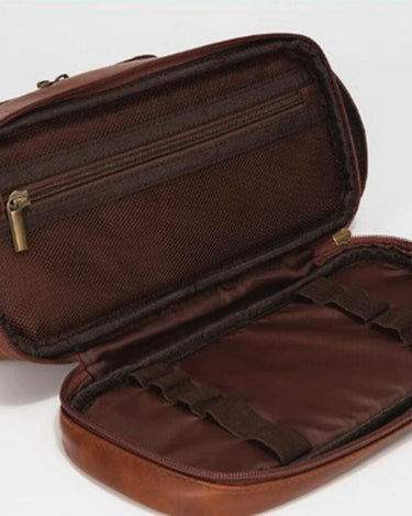 Trousse de Toilette Homme Cuir Trousse De Toilette Homme Cuir A Crochet Marron / 28cm