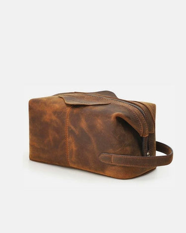 Trousse de Toilette Homme Cuir Trousse De Toilette Homme Cuir Personnalisée Marron / 28 cm