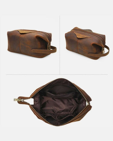 Trousse de Toilette Homme Cuir Trousse De Toilette Homme Cuir Vintage Marron / 28cm