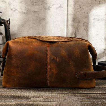 Trousse de Toilette Homme Cuir Trousse De Toilette Homme Cuir Vintage Marron / 28cm