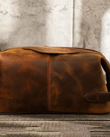 Trousse de Toilette Homme Cuir Trousse De Toilette Homme Cuir Vintage Marron / 28cm