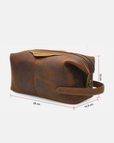 Trousse de Toilette Homme Cuir Trousse De Toilette Homme Cuir Vintage Marron / 28cm