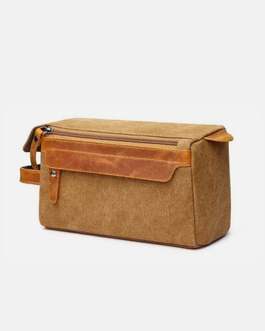 Trousse de Toilette Homme Cuir Trousse De Toilette Homme Toile Camel / 24 cm