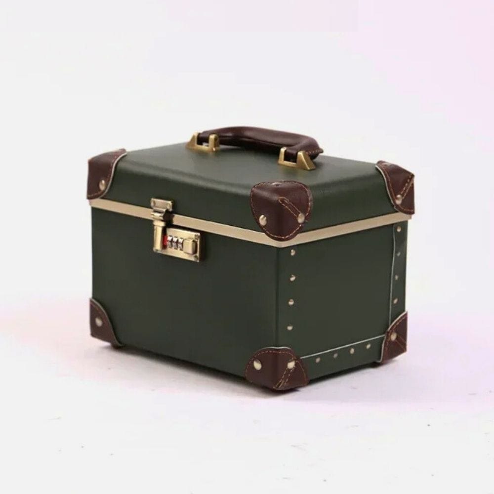 Vanity Vintage Vanity Case Vert militaire et marron